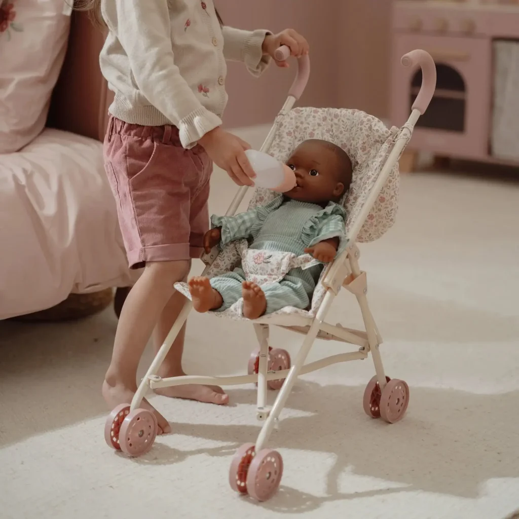 Metalna kolica za lutke s ružičastim detaljima i Soft Flowers uzorkom