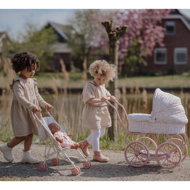 Metalna kolica za lutke s ružičastim detaljima i Soft Flowers uzorkom