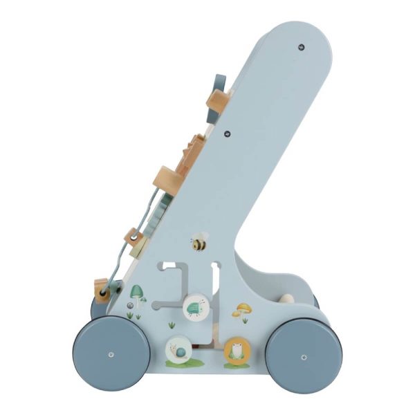 Drvena guralica za bebe s aktivnostima, kotačićima, labirintom, zupčanicima i satom, pogodna za djecu od 12 mjeseci