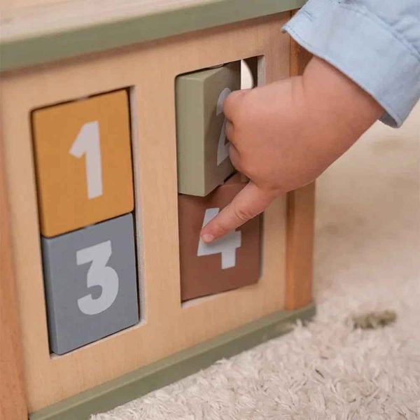 Didaktička kocka Little Dutch Little Farm – Montessori didaktička igračka s labirintom i oblicima