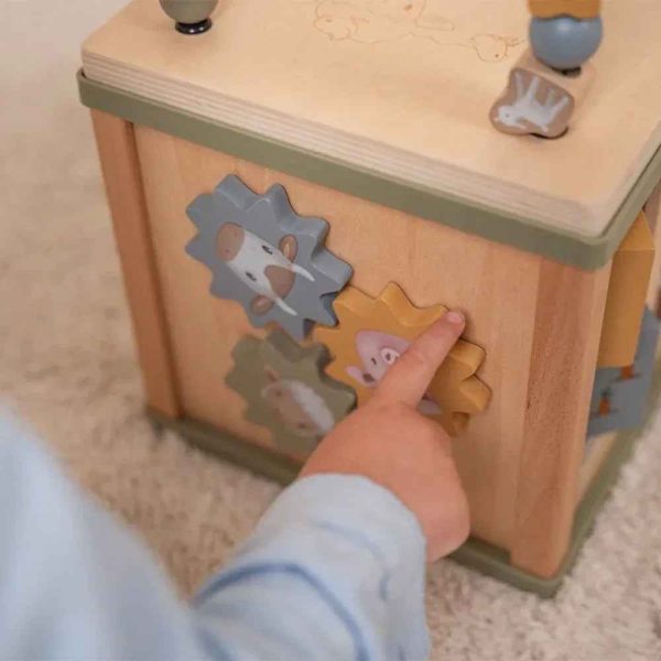 Didaktička kocka Little Dutch Little Farm – Montessori didaktička igračka s labirintom i oblicima