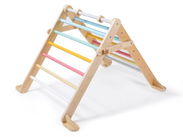 Piklerov trokut s toboganom i stijenom za penjanje – Montessori drvena penjalica za djecu