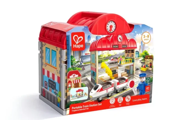 Hape – prijenosni drveni vlak s kolodvorom | 3+