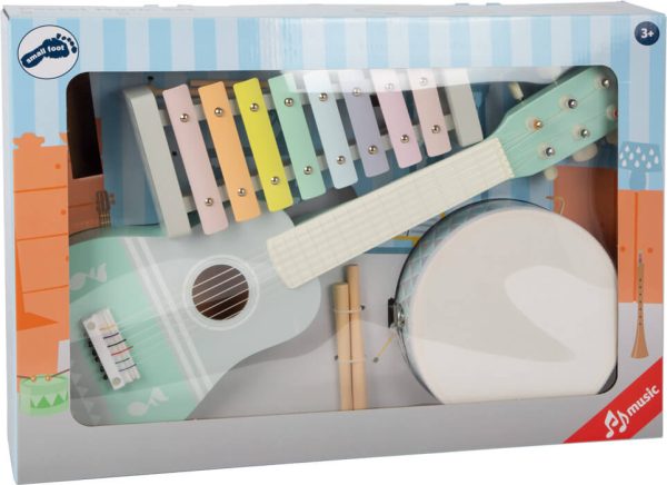 Glazbeni set za djecu s gitarom, ksilofonom i bubnjem u pakiranju